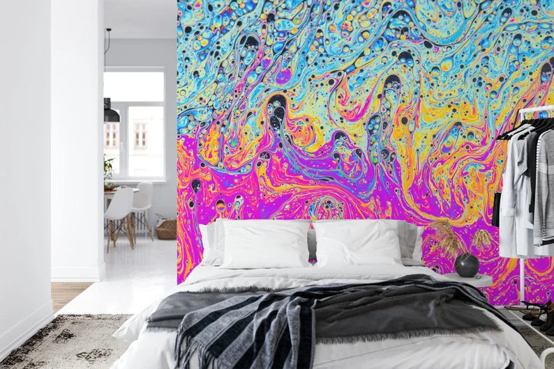 Psychedelic Soap Bubble Wall Mural – Colorful Abstract