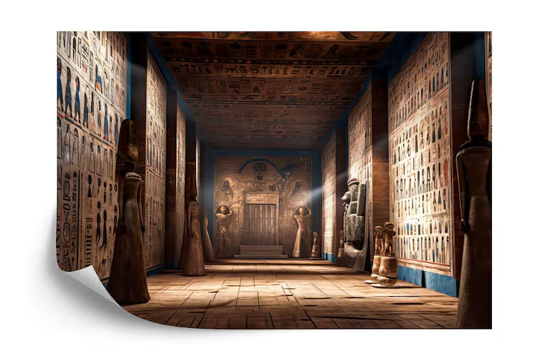 Egyptian Temple Mural, Pharaohs, Hieroglyphics