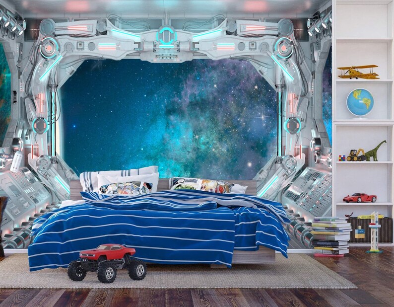 Night Sky Milky Way Forest WallpaperSpaceship Window Wall Mural