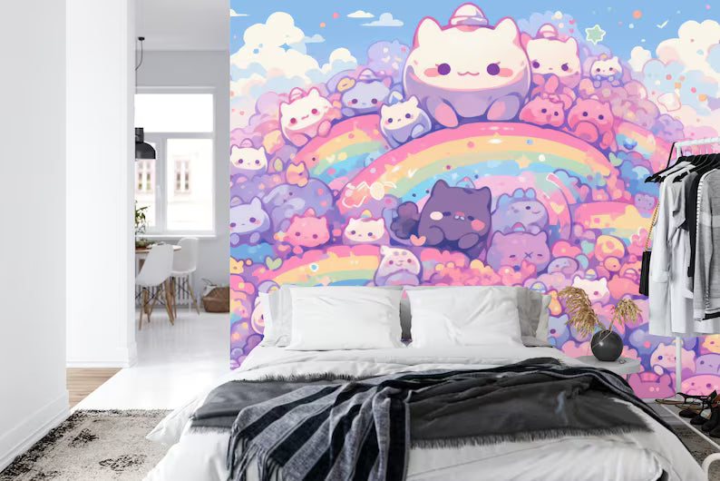 Kawaii Doodle Monsters Wallpaper Mural Kids Room
