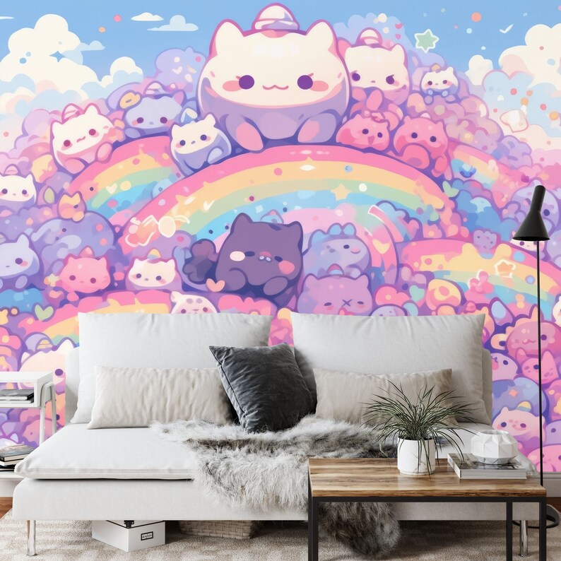 Kawaii Doodle Monsters Wallpaper Mural Kids Room