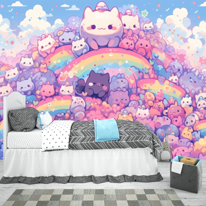Kawaii Doodle Monsters Wallpaper Mural Kids Room