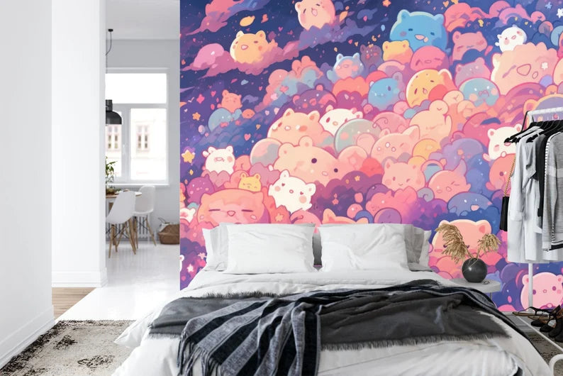Kawaii Doodle Monster Wallpaper Kids Room Mural