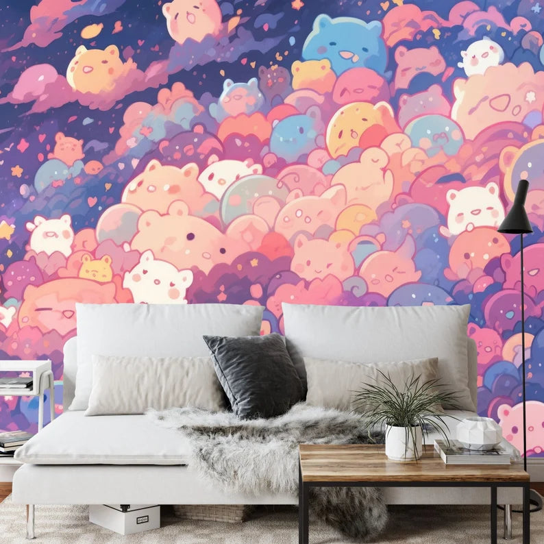Kawaii Doodle Monster Wallpaper Kids Room Mural