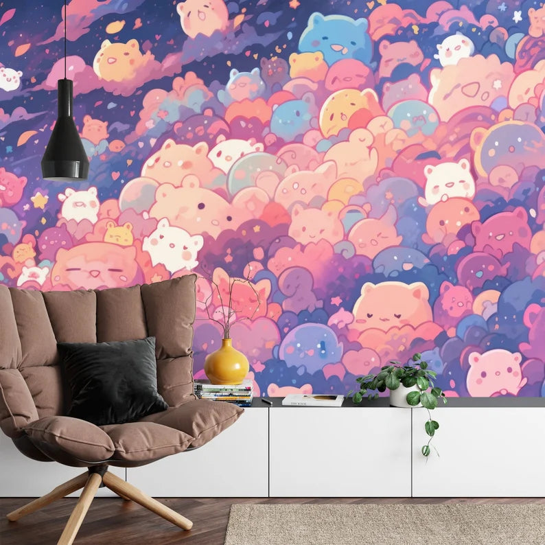 Kawaii Doodle Monster Wallpaper Kids Room Mural