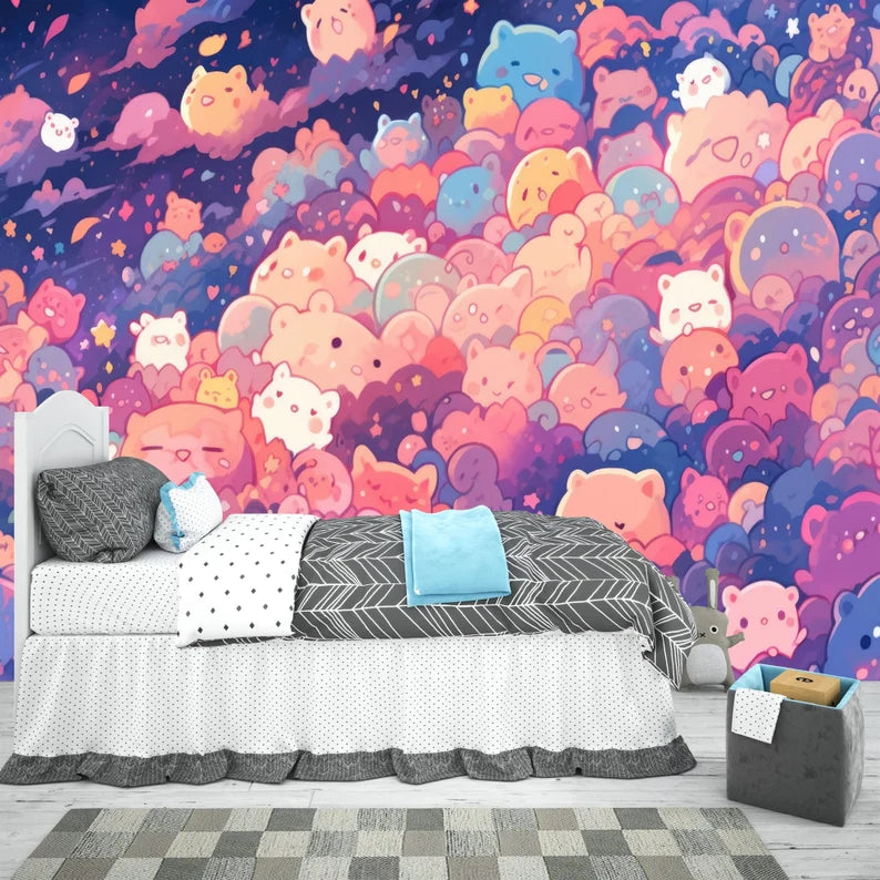 Kawaii Doodle Monster Wallpaper Kids Room Mural
