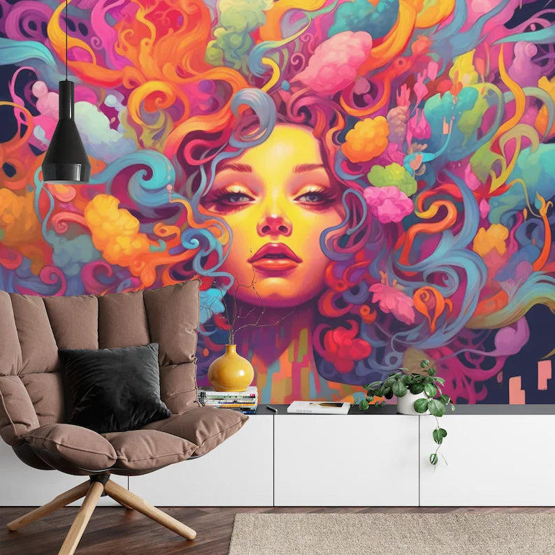panoramic wall mural wallpaper presenting the complete artwork layout designed for large interior wall spaces wall decor wa