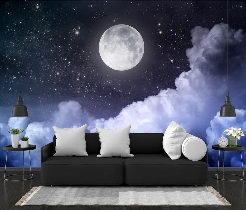 Moon & Stars Wall Mural Gift Art Print