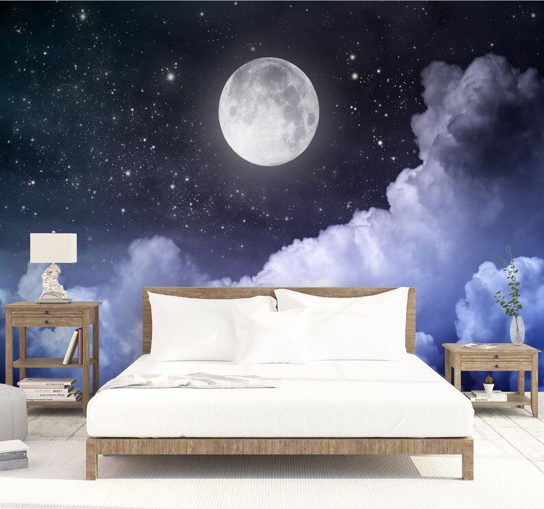 Moon & Stars Wall Mural Gift Art Print