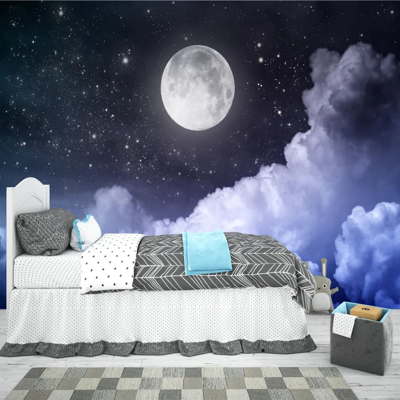 Moon & Stars Wall Mural Gift Art Print