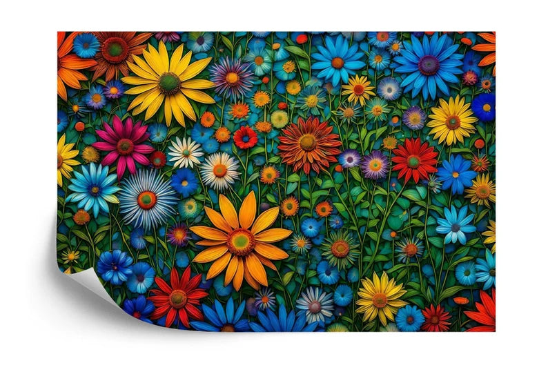Floral Blossom Wall Mural, Colorful Spring Art Print