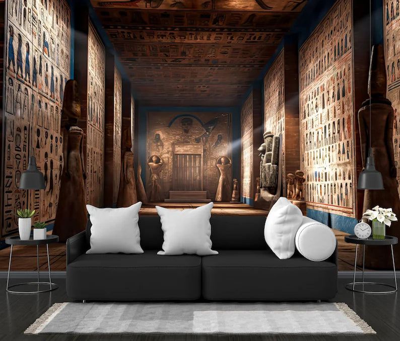 Egyptian Temple Mural, Pharaohs, Hieroglyphics