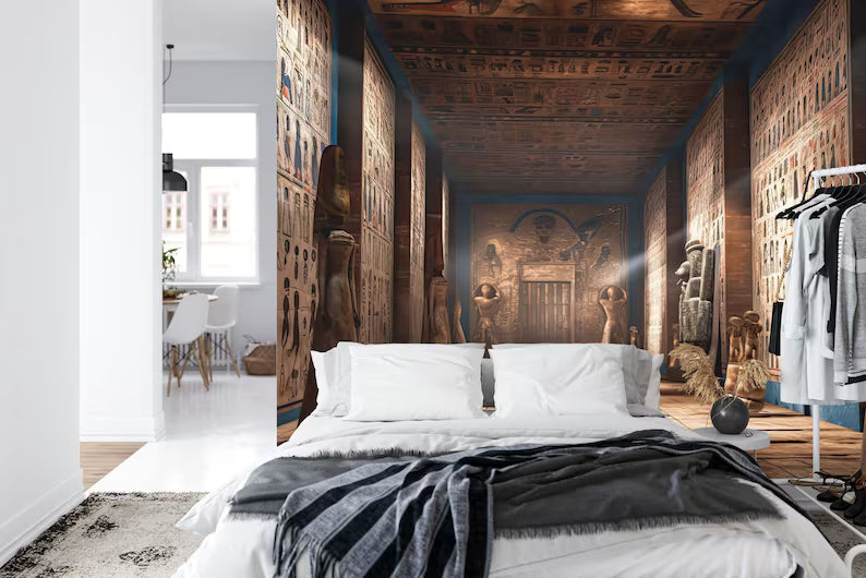 Egyptian Temple Mural, Pharaohs, Hieroglyphics