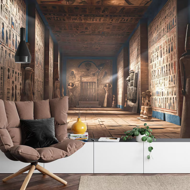 Egyptian Temple Mural, Pharaohs, Hieroglyphics