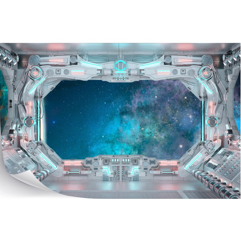 Night Sky Milky Way Forest WallpaperSpaceship Window Wall Mural