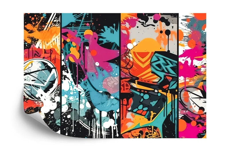 Colorful Graffiti Paint Splatter Wallpaper Mural Art Print