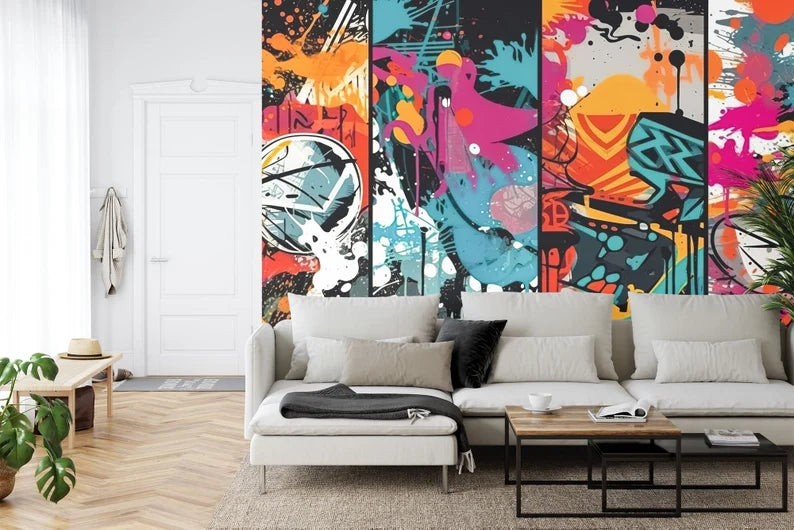 Colorful Graffiti Paint Splatter Wallpaper Mural Art Print