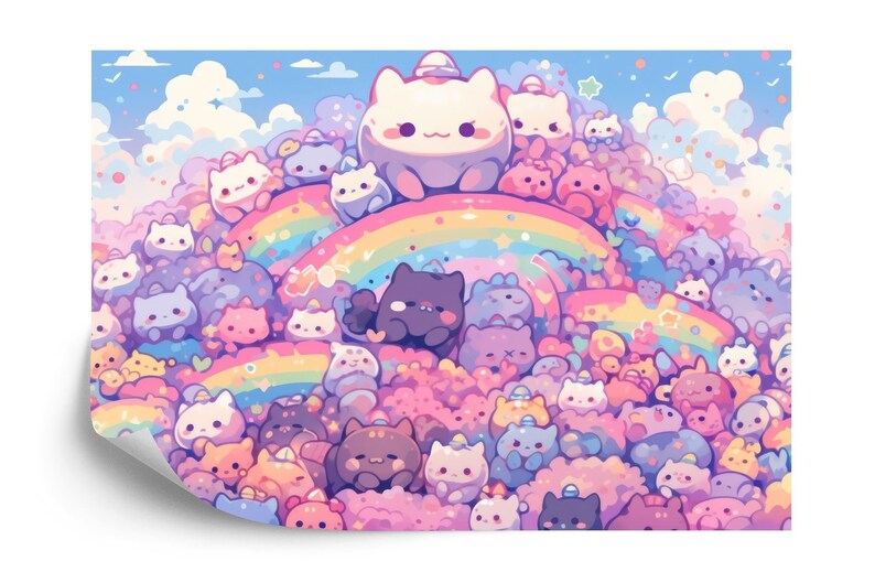 Kawaii Doodle Monsters Wallpaper Mural Kids Room