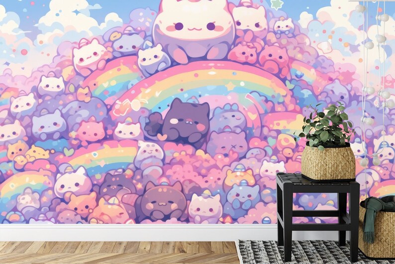 Kawaii Doodle Monsters Wallpaper Mural Kids Room