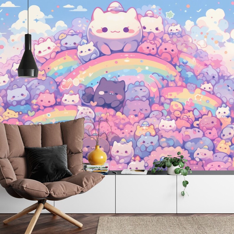 Kawaii Doodle Monsters Wallpaper Mural Kids Room