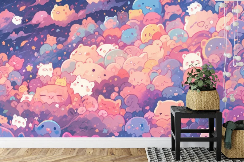 Kawaii Doodle Monster Wallpaper Kids Room Mural