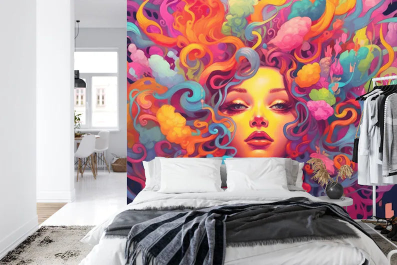decorative wallpaper mural highlighting artwork details and balanced colors suitable for creative interior wall design wall