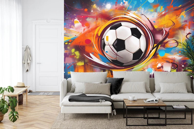 Football Peel and Stick Wallpaper: Soccer Illustration