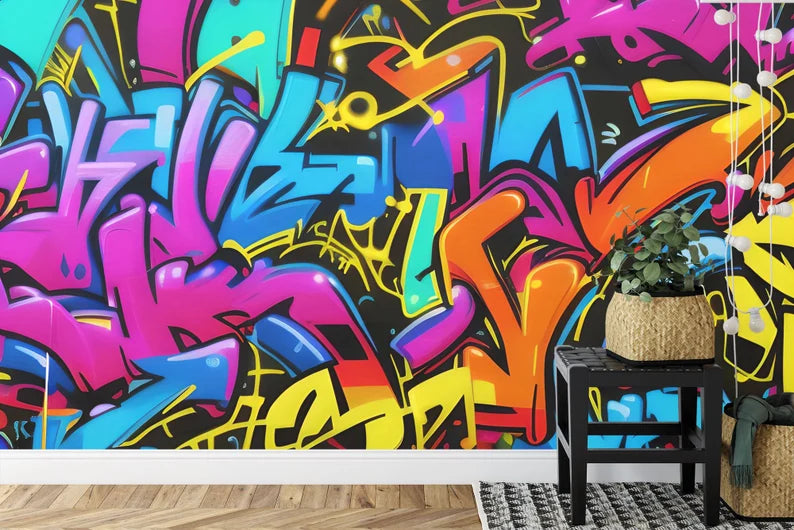 Colorful Graffiti Wallpaper Mural Art Print