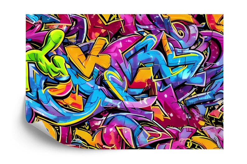 Colorful Graffiti Wallpaper Mural - Easy Install Peel and Stick