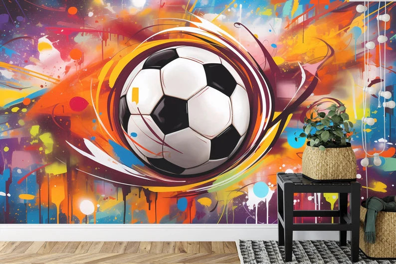 Football Peel and Stick Wallpaper: Soccer Illustration