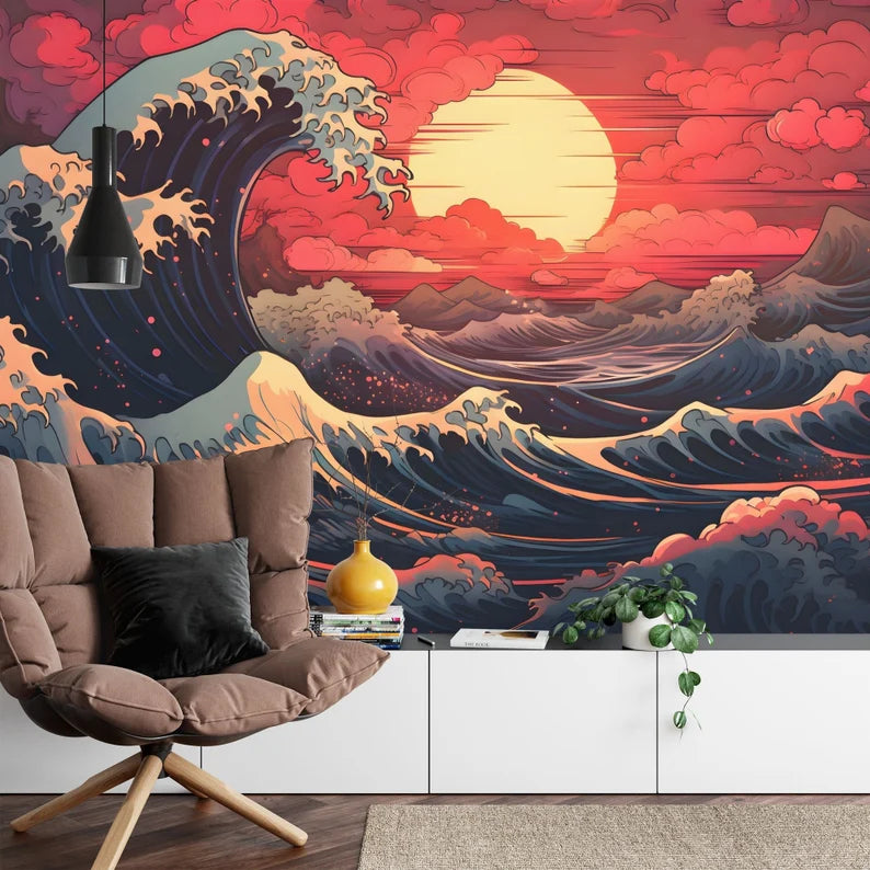 Ocean Sunset Wall Mural, Peel and Stick Wallpape