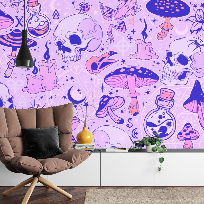 Alchemy Witchcraft Wallpaper, Magical Skulls, Mushrooms