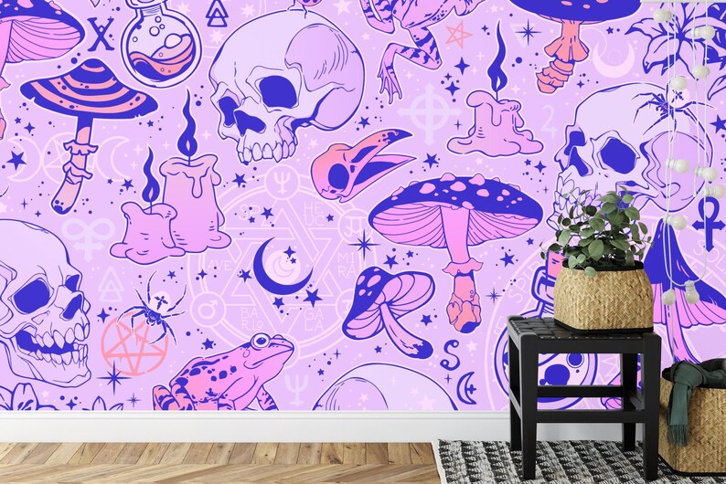 Alchemy Witchcraft Wallpaper, Magical Skulls, Mushrooms