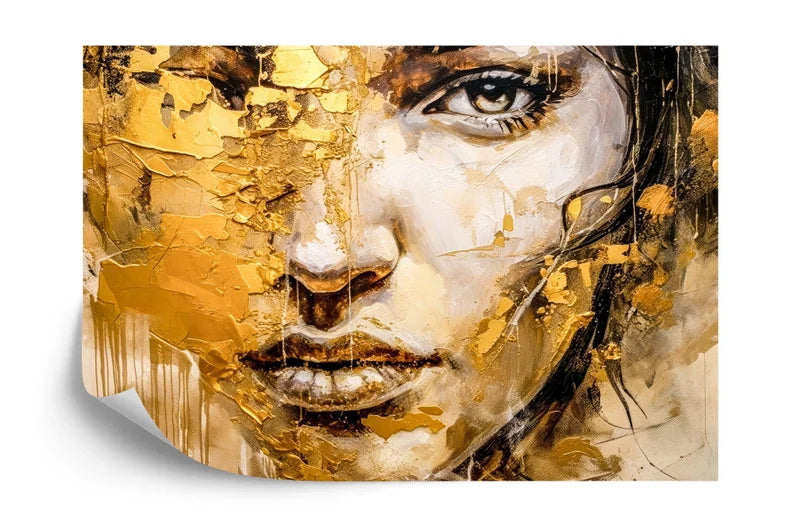 Woman Portrait Wallpaper Mural, Abstract Acrylic Synthography