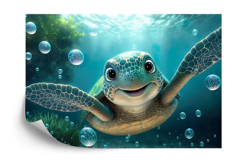 Smiling Turtle Kids Room Wallpaper Mural