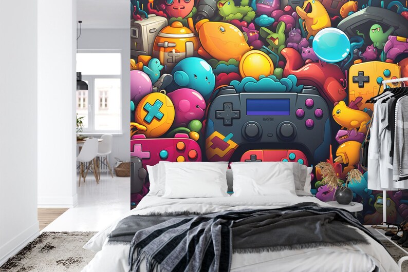 Gaming Room Wallpaper Mural, Art Print