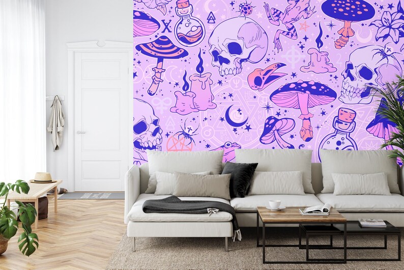 Alchemy Witchcraft Wallpaper, Magical Skulls, Mushrooms