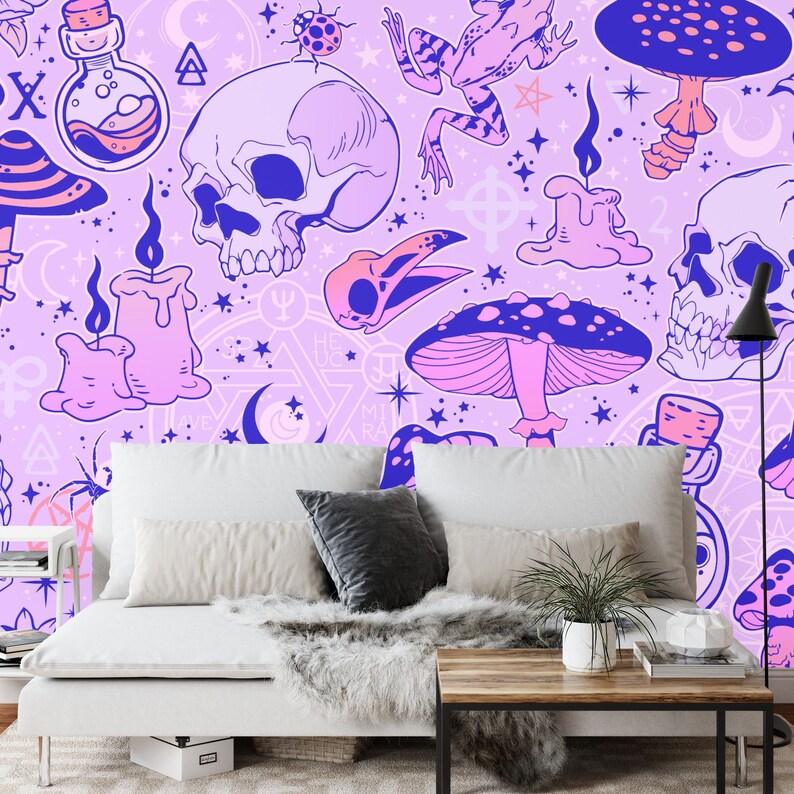 Alchemy Witchcraft Wallpaper, Magical Skulls, Mushrooms
