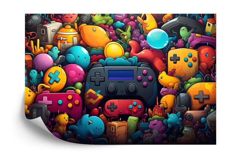 Gaming Room Wallpaper Mural, Art Print