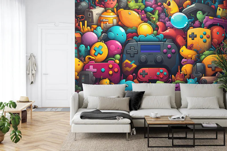 Gaming Room Wallpaper Mural, Art Print