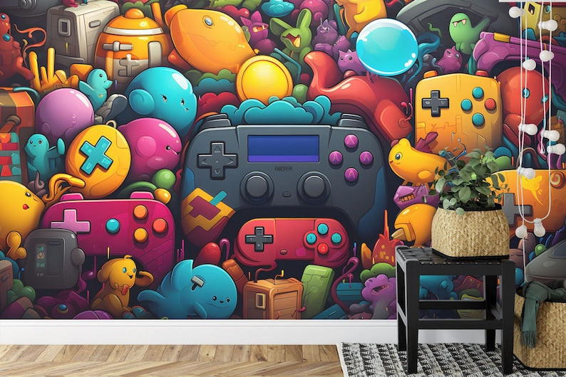 Gaming Room Wallpaper Mural, Art Print