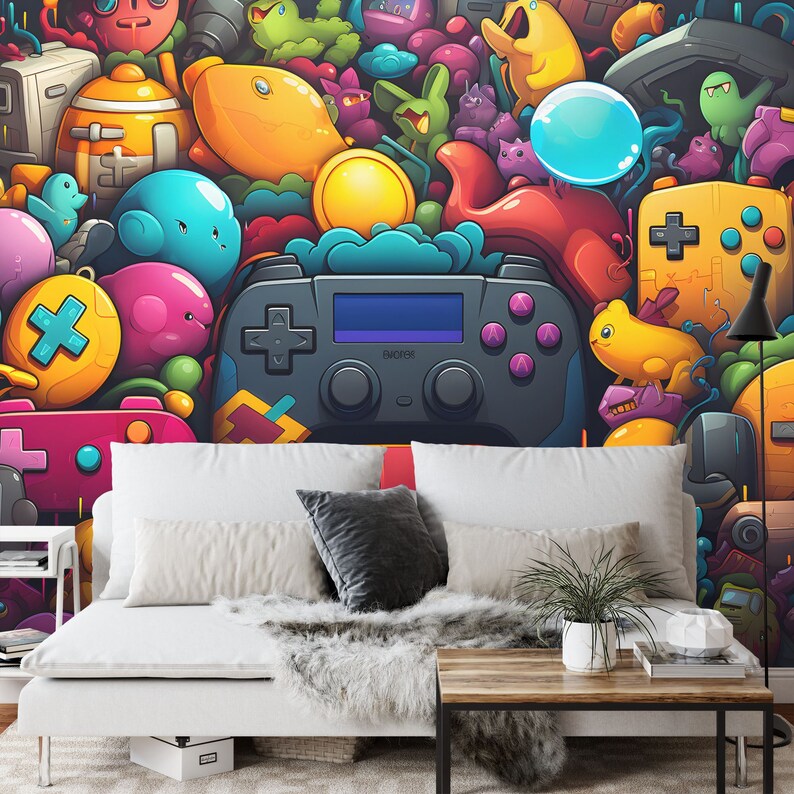 Gaming Room Wallpaper Mural, Art Print