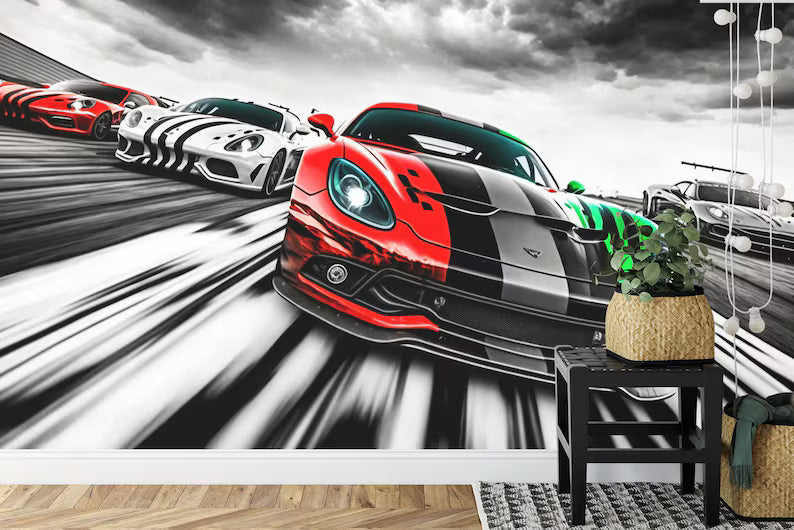 Racing Car Wallpaper Mural Motorsports Wall Art