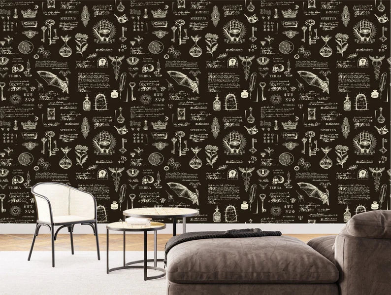 Esoteric Alchemy Wallpaper | Vintage Gothic Art Print