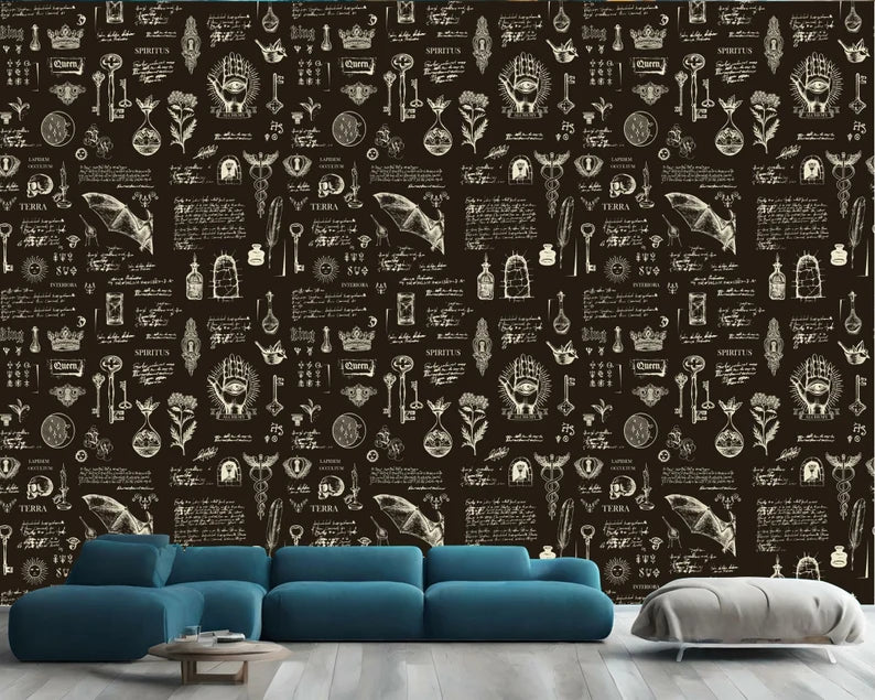 Esoteric Alchemy Wallpaper | Vintage Gothic Art Print