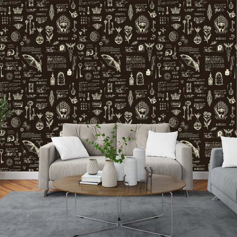 Esoteric Alchemy Wallpaper | Vintage Gothic Art Print