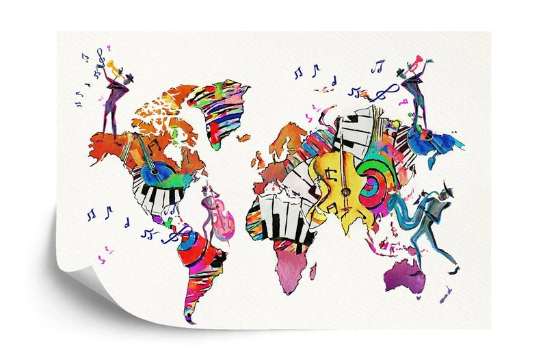 Wallpaper, Watercolor Music World Map