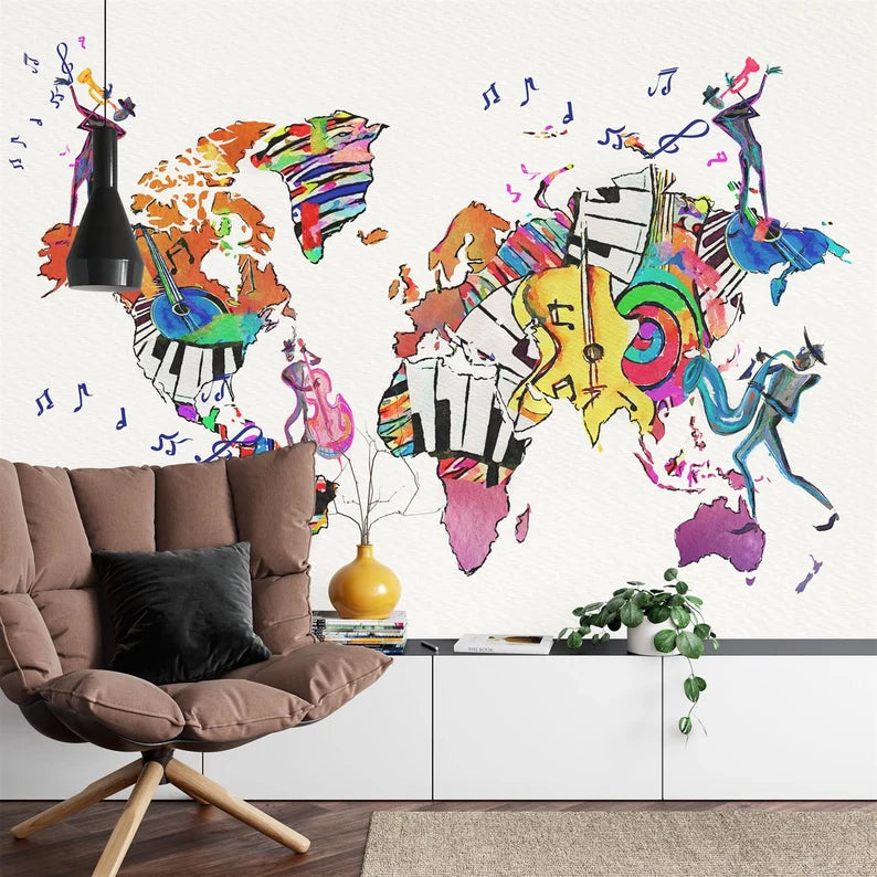 Wallpaper, Watercolor Music World Map