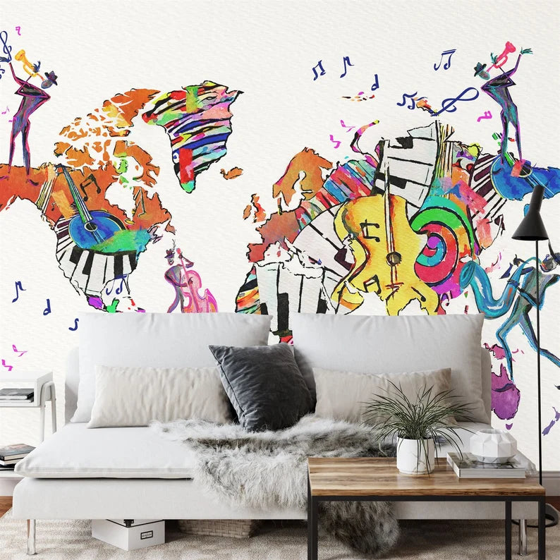 Wallpaper, Watercolor Music World Map