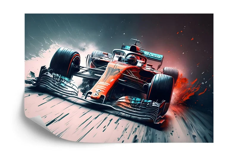 Formula 1 Racing Car Wallpaper Mural, Abstract AI Art